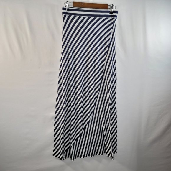 4/$25 Cato Navy Blue Striped Straight Maxi Skirt Size Small - Picture 2 of 16